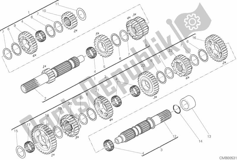 All parts for the Gear Box of the Ducati Multistrada 1260 Enduro Touring USA 2019